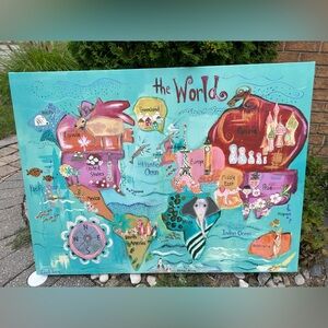 Colorful World Map Canvas Art